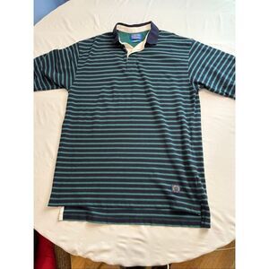 Pendleton Men’s Vintage Navy Blue Green Stripe Rugby Polo Shirt Size XL
